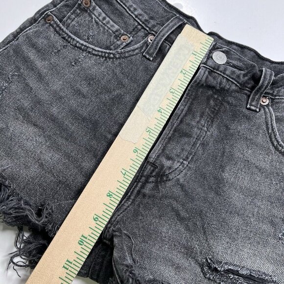 Levis 501 Distressed Denim Shorts Black Size 26 - Picture 8 of 9